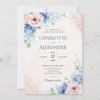 Convite de Casamento Floral em Aquarela Elegante