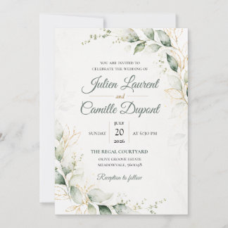 Convite de Casamento Floral em Aquarela Elegante