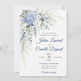 Convite de Casamento Floral em Aquarela Elegante