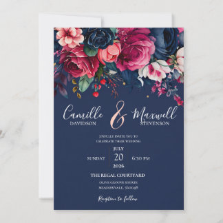 Convite de Casamento Floral em Aquarela Elegante