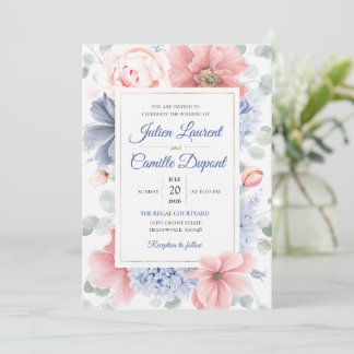 Convite de Casamento Floral em Aquarela Elegante