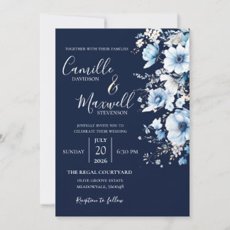Convite de Casamento Floral em Aquarela Elegante