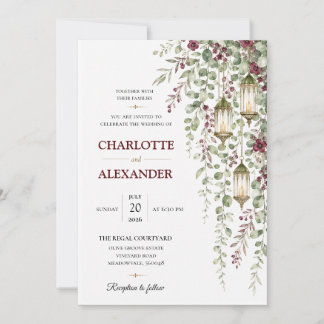 Convite de Casamento Floral em Aquarela Elegante