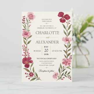 Convite de Casamento Floral em Aquarela Elegante