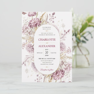 Convite de Casamento Floral em Aquarela Elegante