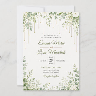 Convite de Casamento Floral em Aquarela Elegante