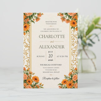 Convite de Casamento Floral em Aquarela Elegante