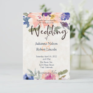 Convite de casamento floral em aquarela laranja e 