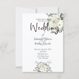 Convite de casamento floral em aquarela marfim