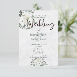 Convite de casamento floral em aquarela marfim