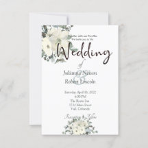 Convite de casamento floral em aquarela marfim