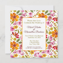 Convite de Casamento Floral em Aquarela Personaliz