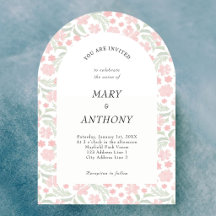 Convite de Casamento Floral em Aquarela Rosa