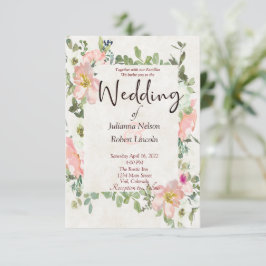 Convite de casamento floral em aquarela rosa bonit