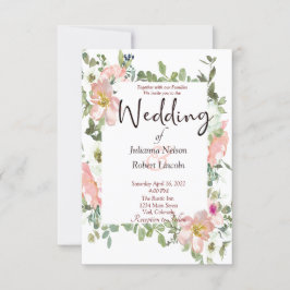 Convite de casamento floral em aquarela rosa bonit
