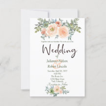 Convite de casamento floral em aquarela rosa e ver