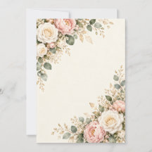 Convite de Casamento Floral em Aquarela Rosa Elega