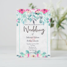 Convite de casamento floral em aquarela rosa para 