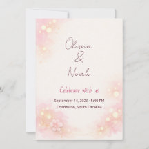 Convite de Casamento Floral em Aquarela Rosa Sonha
