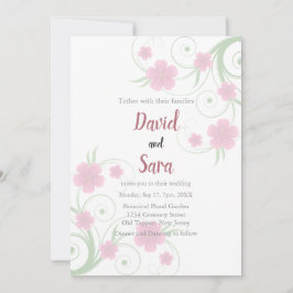 Convite de Casamento Floral em Aquarela Rosa | Sua