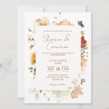 Convite de Casamento Floral em Aquarela Rústico Bo