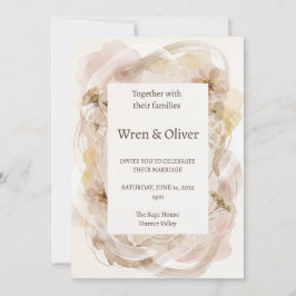 Convite de Casamento Floral em Aquarela Tom Rosa S