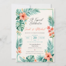 Convite de Casamento Floral em Aquarela Tropical