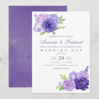 Convite de Casamento Floral em Aquarela Ultra Viol