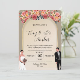 Convite de Casamento Floral em Dourado Luz Elegant