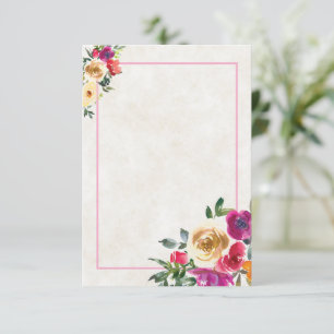 Convite de casamento floral em limão e magenta com