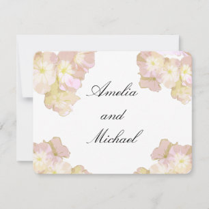 Convite de Casamento Floral em Pastel Rosa e Creme