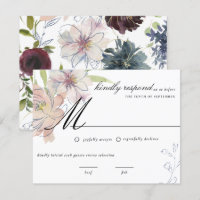 Convite de Casamento Floral em Tons de Joia Sombri