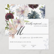 Convite de Casamento Floral em Tons de Joia Sombri