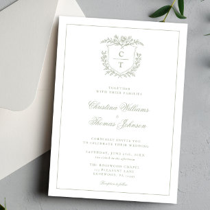 Convite de Casamento Floral em Verde Sage Elegante