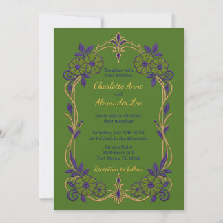 Convite de Casamento Floral Embroiderado Art Nouve