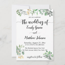 Convite de Casamento Floral Eucalipto Simples Vege
