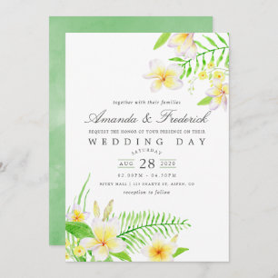 Convite de casamento Floral Exótico Frangipani Wat