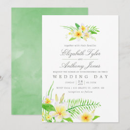 Convite de casamento Floral Exótico Frangipani Wat
