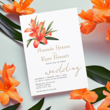 Convite de Casamento Floral Flor de Oleandro em Aq