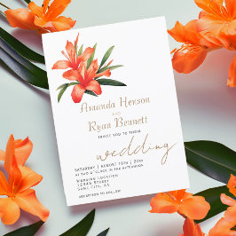 Convite de Casamento Floral Flor de Oleandro em Aq