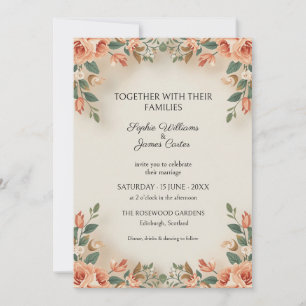 Convite de Casamento Floral Folclórico Coral Pêsse