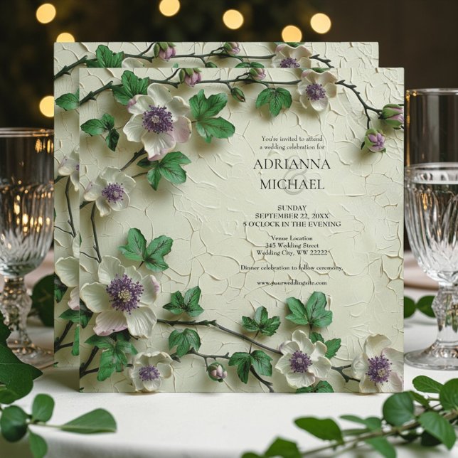 Convite de Casamento Floral Folhagem de Primavera (Criador carregado)