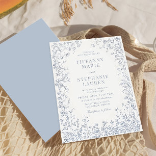 Convite de Casamento Floral Francês Elegante