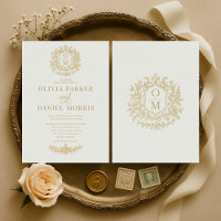 Convite de Casamento Floral Francês Vintage Verde