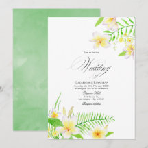 Convite de casamento floral frangipani aquarela ex