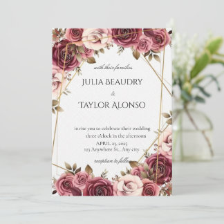 Convite de Casamento Floral Geométrico