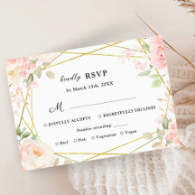Convite de Casamento Floral Geométrico em Rosa Ele