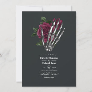 Convite de Casamento Floral Gótico em Borgonha com