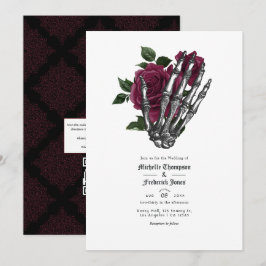 Convite de casamento Floral Gótico em Borgonha com