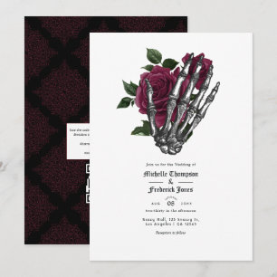 Convite de casamento Floral Gótico em Borgonha com